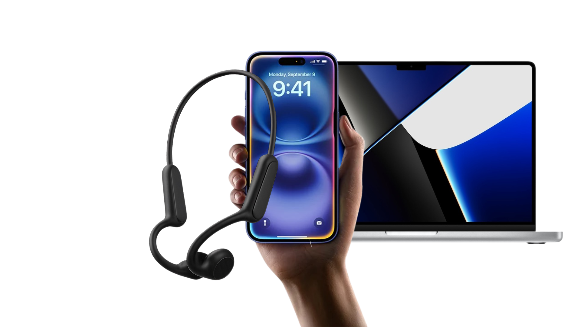 Écouteurs Osweave B8 noirs compatibles simultanément avec deux appareils, MacBook Pro et iPhone 16